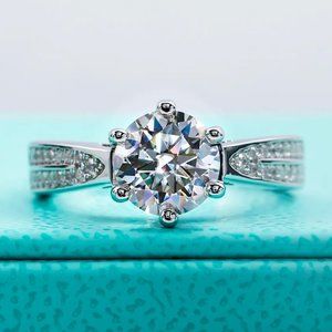 Certified 1ct. t.w. Moissanite Diamond Solitaire Wedding Engagement Ring NEW